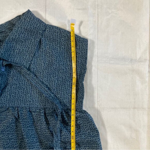 Blue Patterned Handmade Women's Sleeveless Renaissance Tunic V Neck Tie Up Loose - Picture 6 of 10